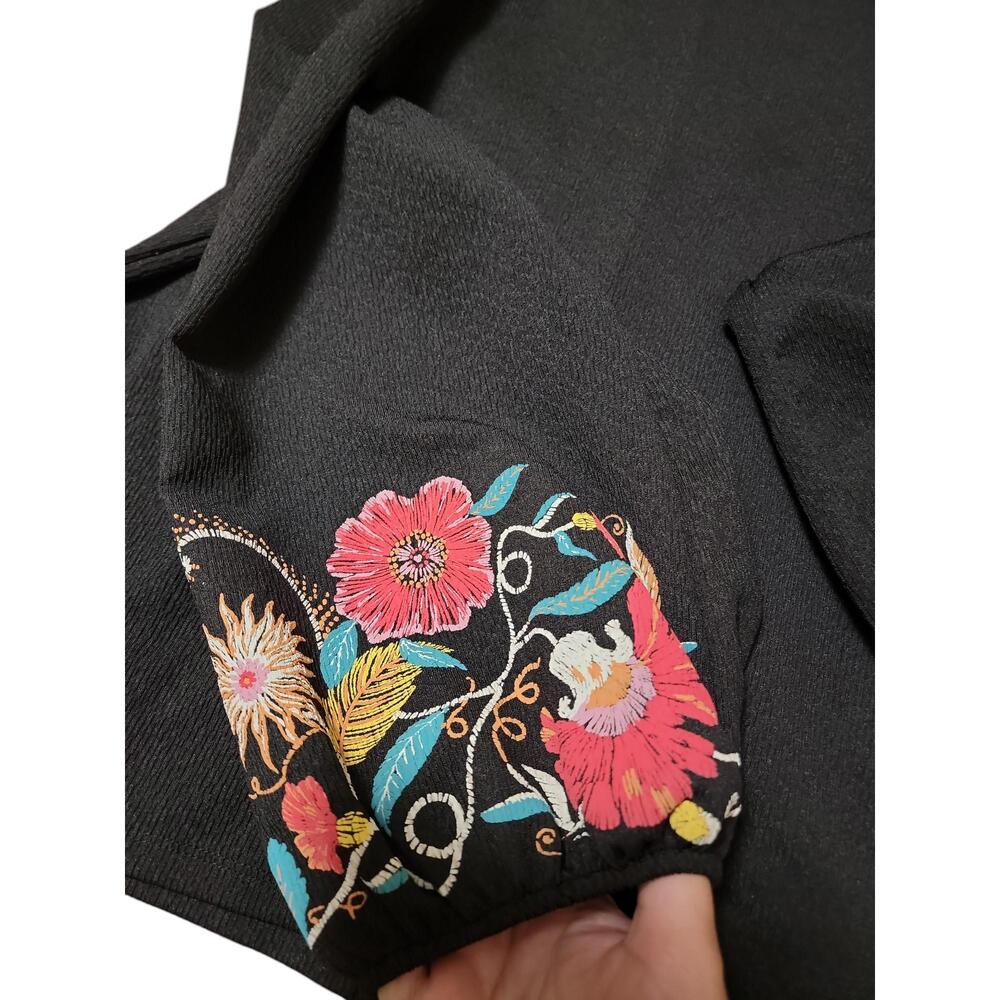 Zara Trafaluc Black Mock Neck Embroidered Sleeves Pullover Sweater - Picture 5 of 8